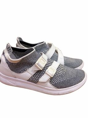 Nike Air Gray Knit Slip-On Sneakers with White Straps